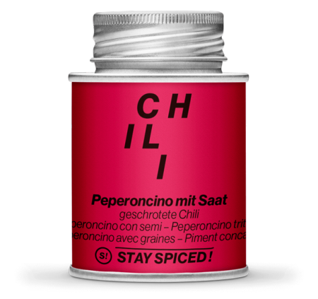 56010xM - Stay Spiced! Chili / Peperoncino rot geschrotet mit Saat / 70g