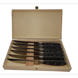 mik003w/6 - MIKA-Steakmesserset welle 6 in Holzkasette