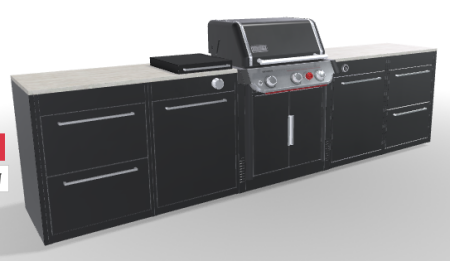 BBQKitchen_Set3 - BBQ Kitchen inkl. Genesis EPX-335 W + 4 Module
